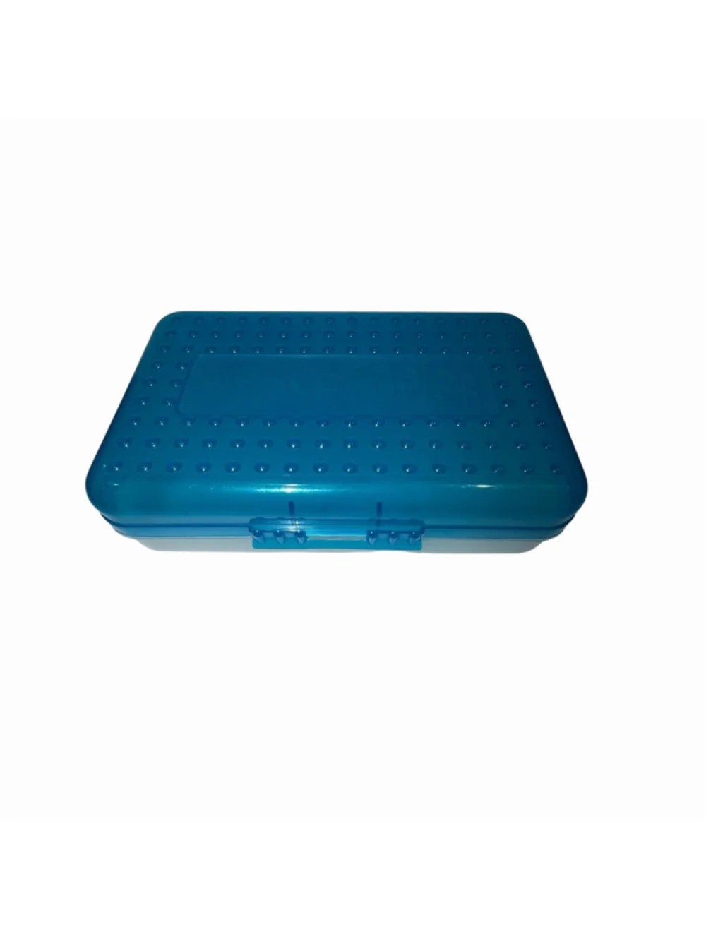Spacemaker Vintage 90s Pencil Box Case Teal and Clear Made in the USA Nostalgic